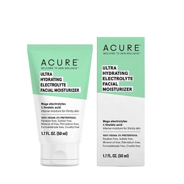 Acure Ultra Hydrating Electrolyte Facial Moisturizer | 100% Vegan | For Dry Skin | With Plant Squalane & Prickly Pear For Intense Moisture | Easily Absorbed 1.7 Fluid Ounce (Pack of 1)