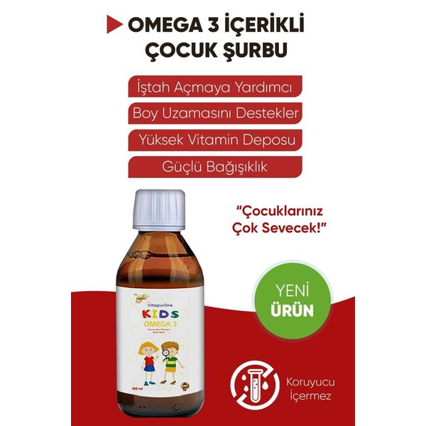 Çocuklar Için Omega 3 Şurup Kakao Ve Muz Aromalı 150 Ml