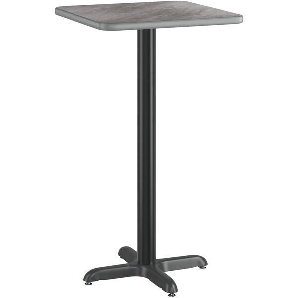 24" Square Gray Laminate Table Top With Base - Bar Height Restaurant Table