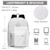VASCHY Lightweight Backpack for School, Classic Basic Water Resistant Casual Daypack for Travel with Bottle Side Pockets (White)