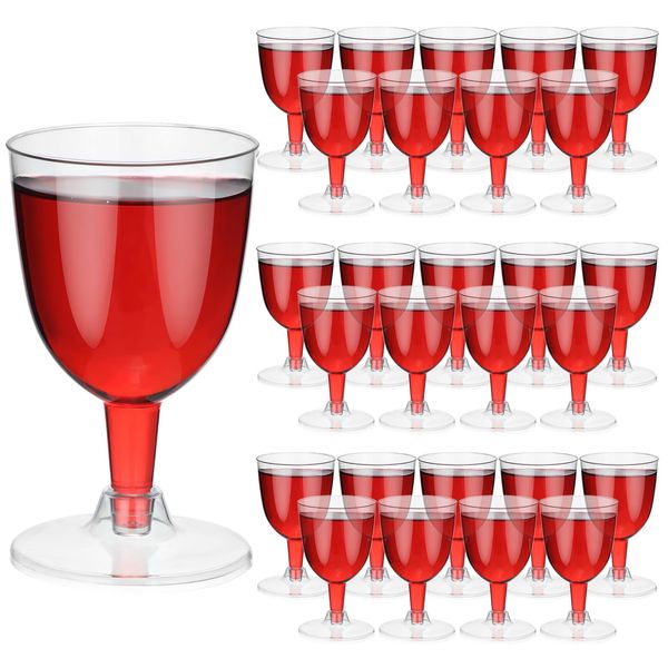 Mimorou 100 Pieces 5 oz Plastic Wine Glasses with Stem Disposable Plastic Party Wine Cups Bulk Goblet Wine Glasses for Weddings, Home Gathering, Christmas Holiday Parties