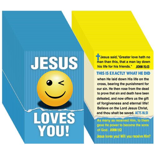 Noveread 200 Pcs Gospel Tract Card Salvation Cards Pocket Holy Postcard Prayer Postcards Christian Inspirational Bible Verses Bookmark for Christian Gift(Jesus Loves You)