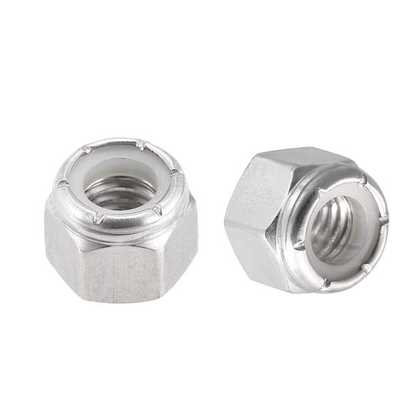 sourcing map 3/8-16 UNC Nylon Insert Hex Lock Nuts, 304 Stainless Steel, Plain Finish, 25pcs