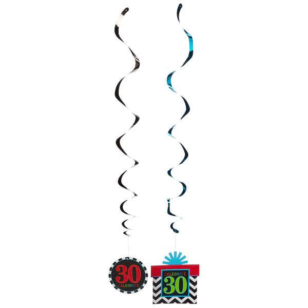 Amscan 30th Celebrate Swirls Decorations Pack, 12 Pieces