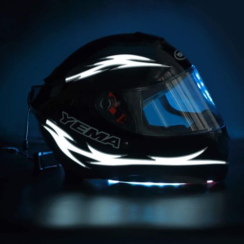 JIGUOOR Unique Flame Shape 4PCS Rechargeable Motorcycle Helmet Lights, Night Riding Signal Helmet EL Light Strip Decoration Kit (Rechargeable Powered, White)