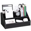 Richblue Remote Control Rack, PU Leather Desk Organizer, Remote Control Stand, Multifunctional Tabletop Storage Box, Remote Control, Storage, Remote Control Stand, Small Items, Desktop, Storage, Desk,