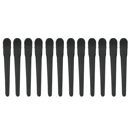 WANBY Hair Clips 12Pcs Black Durable Big Bite Alligator Clip Set Professional Plastic Hair Clips for Easy Styling and Sectioning