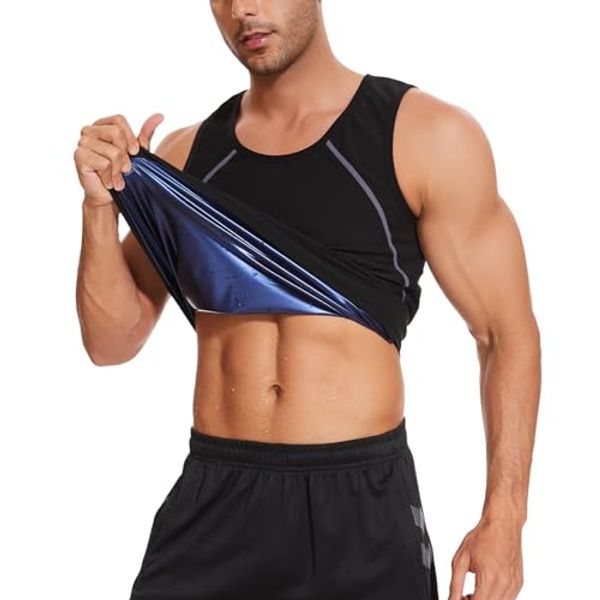 Velssut Sauna Vest for Men Slimming Vest Sweat Suit Workout Suit Waist Trainer Vest Tank Tops Fitness Exercise