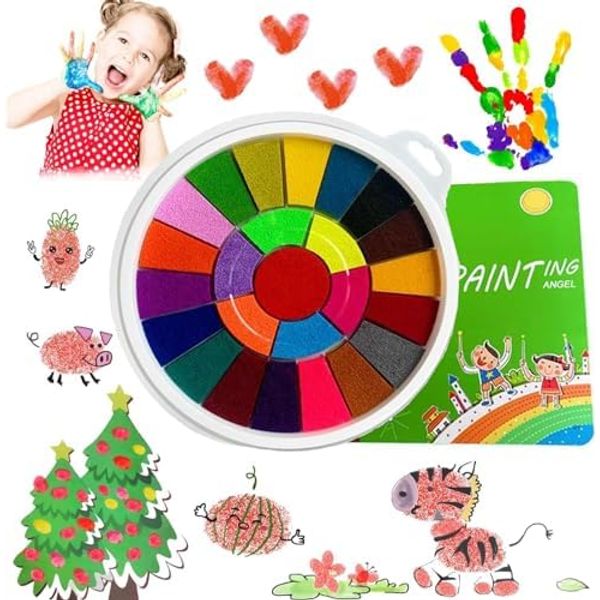 Fingermalerei Kit Kinder 25 Farben finger farben kit Abwaschbares Fingermalset DIY Malset Finger Stempelkissen Stempel mit Malbuch Fingerfarben für Kinder Jungen und Mädchen Stempelkissen Bunt