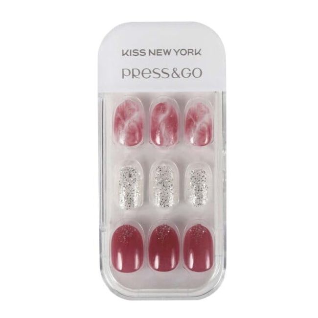 KISS NEW YOROK [Official] Nail Tip, Press & Go Luxury, Cute, Stylish ([50] Press and Go Luxury LPG50J, For Finger Use, Multicolor)