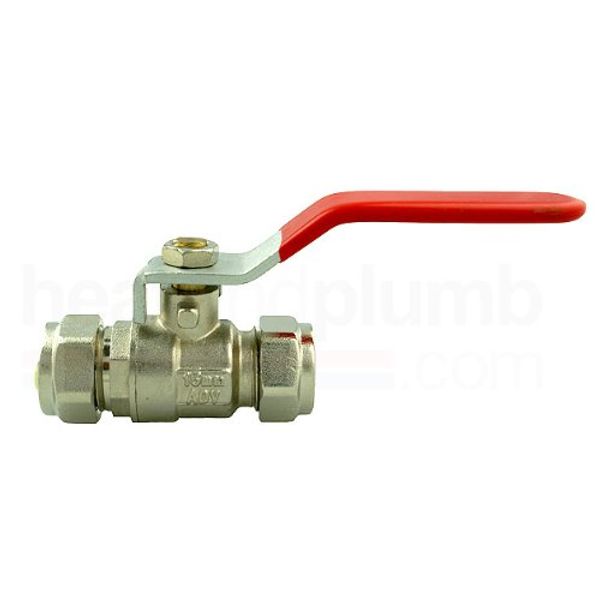 Lever Ball Valve 22mm Compression Red handle (FOR HOT WATER ONLY)