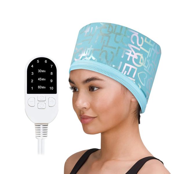 Hair Steamer for Natural Hair Home Use, Heat Cap for Deep Conditioning with Adjustable 2 Modes, and Intelligent Protection Black Hair Women for Scalp Treatment Spa Hair Care, Bronzing Cyan