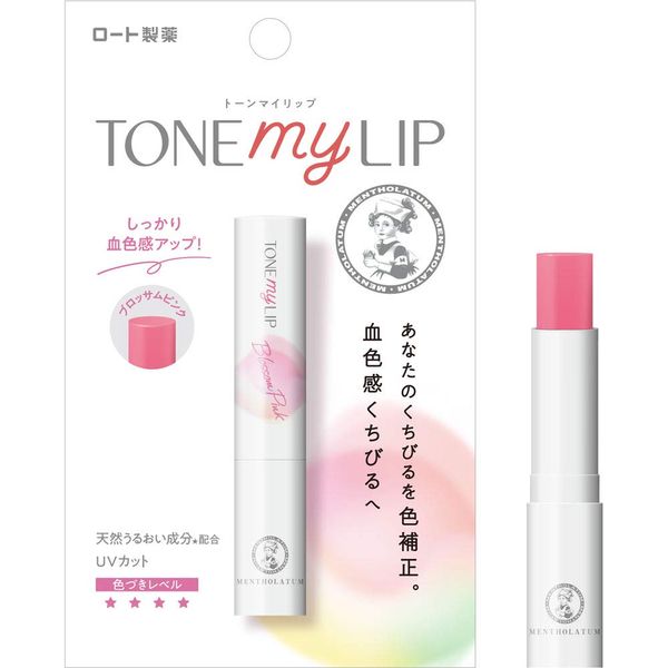 Mentholatum Lip Tone My Lip Lip Balm, Blossom Pink, 0.08 oz (1 x 2.4 g)