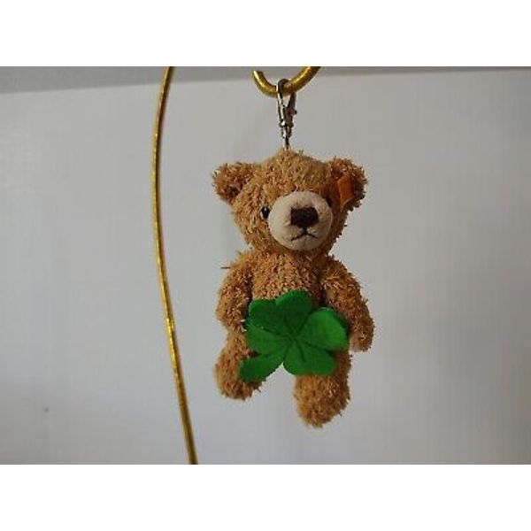 Steiff stuffed keychain clip teddy bear with Shamrock