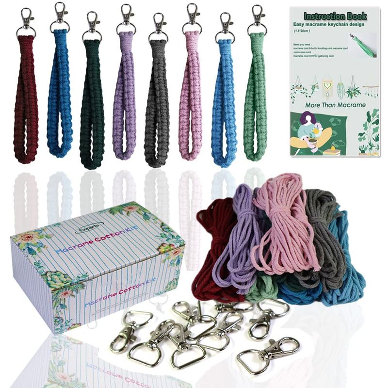 Macrame Kit Boho Macrame Keychain Making Kit Includes Key Rings Macrame ...