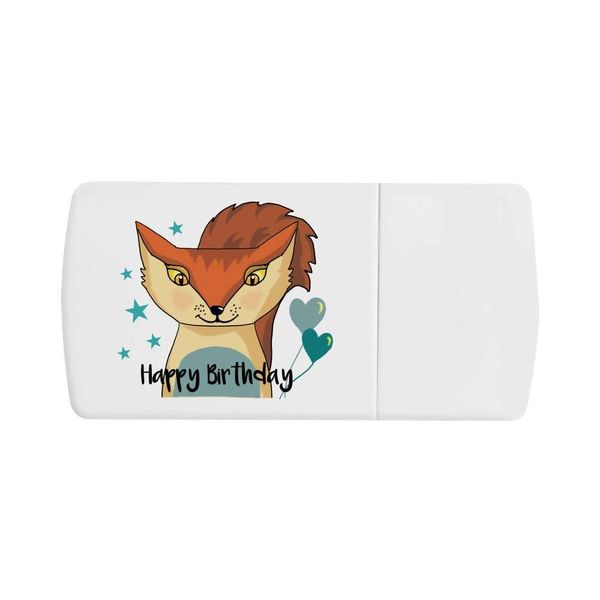 'Happy Birthday Fox' Pill Box with Tablet Splitter (PI00034402)