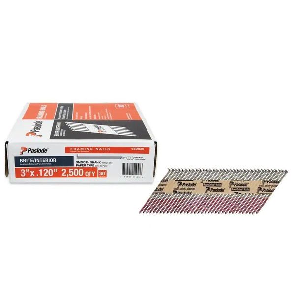 30-Degree Brite Smooth Shank Paper Tape Framing Nails 3 in. x 0.120-Gauge