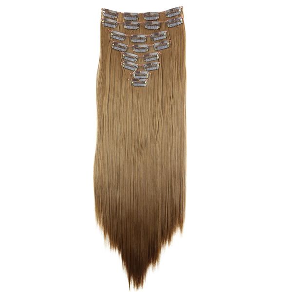 CAISHA XL 60cm 7 Teile Set CLIP IN EXTENSIONS Jenny Haarverdichtung Haarverlängerung Glatt Goldblond CE17