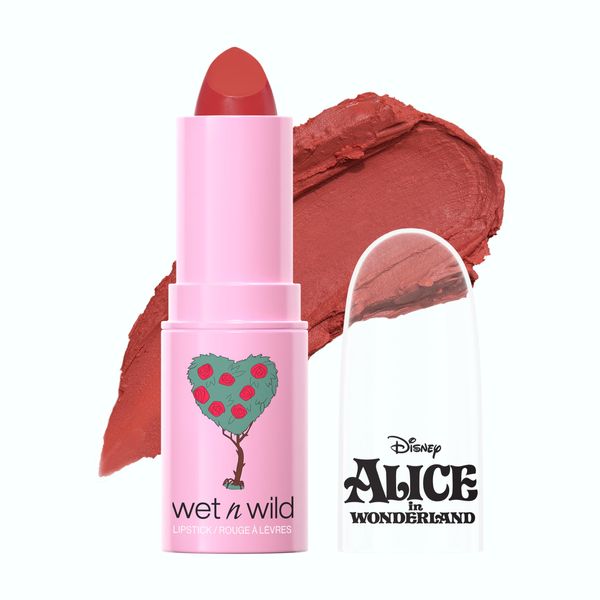 Wet n Wild Alice in Wonderland Lipstick, High-Pigmented Long-Lasting Lipstick for a Silky Satin Finish, Infused with Vitamin E, Painted Roses Shade