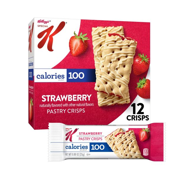 Kellogg's Special K Pastry Crisps, 100 Calorie Snacks, Breakfast Bars, Strawberry, 5.28oz Box (12 Crisps)