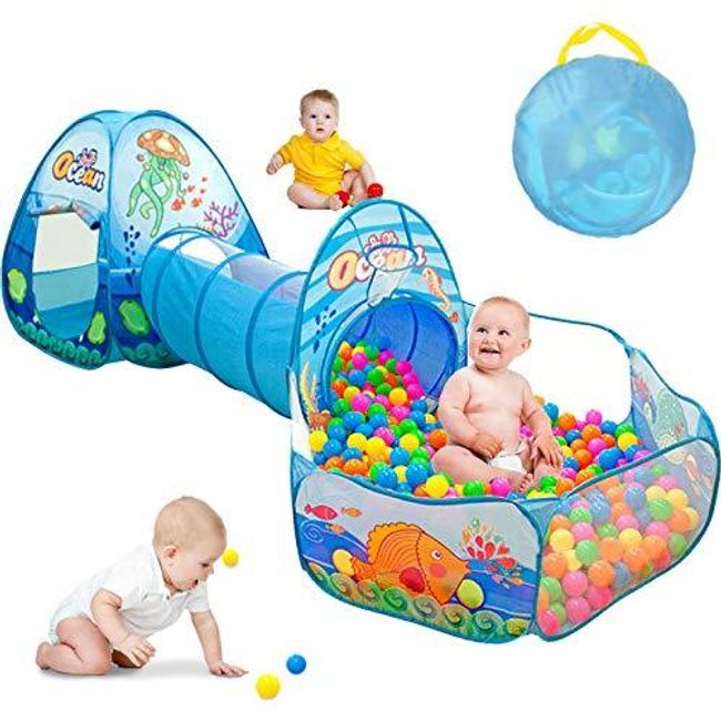 3 IN 1 KIDS PLAY OCEAN TENT BABY TUNNEL BALL PIT CHILDREN POP UP PLAYHOUSE NEW 
