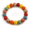 Avalaya Multicoloured Ceramic Round Bead Stretch Bracelet - 17cm L/10mm Single Bead