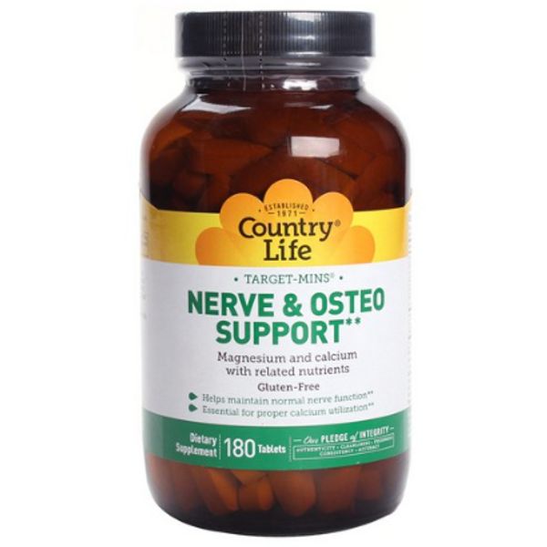 Country Life Nerve & Osteo Support Tablets Sugar Free Gluten Free, 180 Sticks, 1 Pack