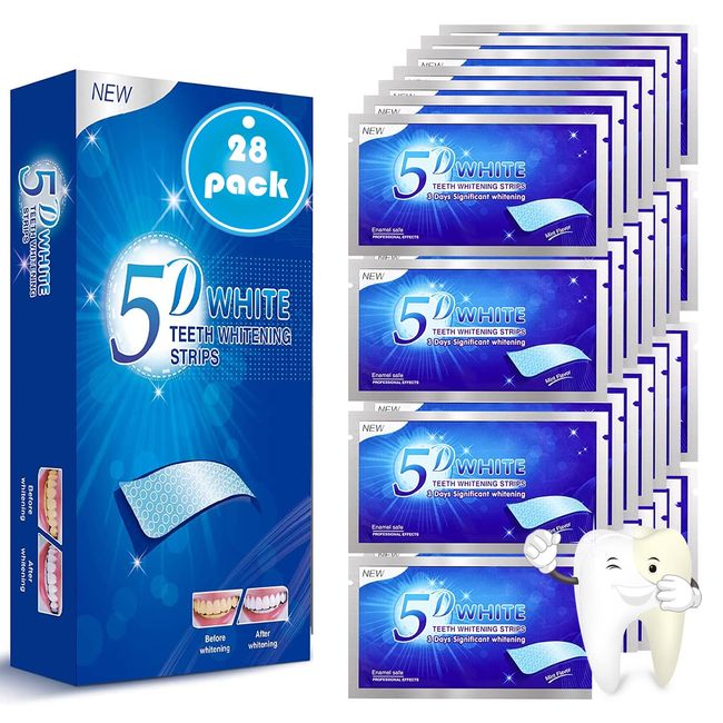 Rnitle 56 Stück 28 pack Zahnaufhellung Strips,Bleaching Stripes ​mit Minze Geschmack,Zahnaufheller Zahnpflege Set für Weiße Zähne Teeth Whitening Set,Whitening Strips für Zahnaufhellung