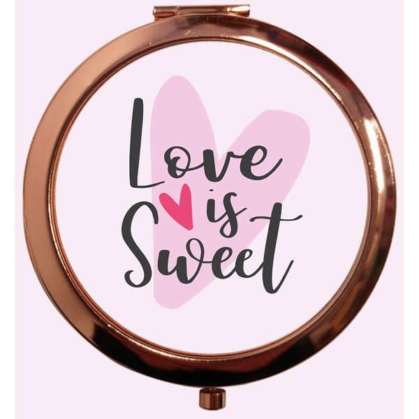 Flox Creative Rose Gold Circle Compact Mirror Love is Sweet
