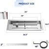Stainless Steel 24" Rectangle Fire Pit Drop-In Burner Kit with Extinguishing Pro