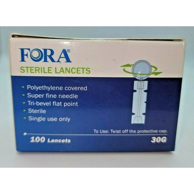 FORA Sterile Lancets - 100 ct. - 30G - Single Use Only - SEALED