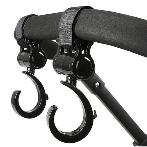 2 Pcs Walker Hook Hanging Multipurpose 360° Rotation Stroller Clip Diaper Bag Hanger for Walker Rollator Crutches Wheelchair Shopping Cart Car Back Seat Purses Bike Wheelchair Pushchair (Open)