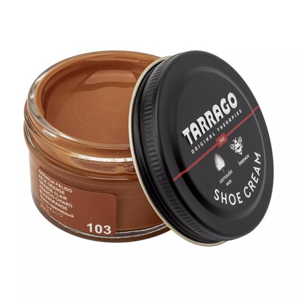 Tarrago Shoe Cream Professional Shoe Polish for Leather Boots, Shoes, Purse, Furniture Eco Friendly Leather Conditioner 1.7oz - Pale Orange #103