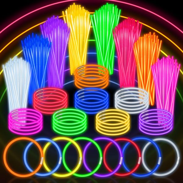 SpringFlower 100 PCS Glow Sticks Bulk Party Favors, 8" Glow in the Dark Party Supplies, Light Sticks for Party Favors Glow Necklaces and Bracelets for Kids or Adults