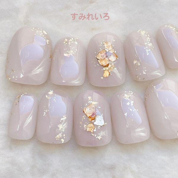 Nail tips False nails Design nails Cute Short Long Bridal Autumn nails Nail Presents Short nails Small nails Large nails Very short Chibi nails Adult nails False nails Office nails Simple<br> [1694] Aurora Mocha Shine Lame Gold b/ju