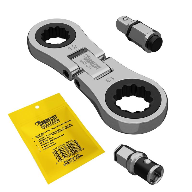 1 x SabreCut MRSC11 Dual Drive Flex 12mm and 13mm Small Micro Ratchet ...