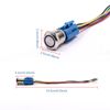 Aoling Momentary Push Button Switch with Blue LED Pilot Lamp 19mm Small Waterproof Car Push Button Switch 12V-24V Plated Silver with Connector Socket Durable On Off Control