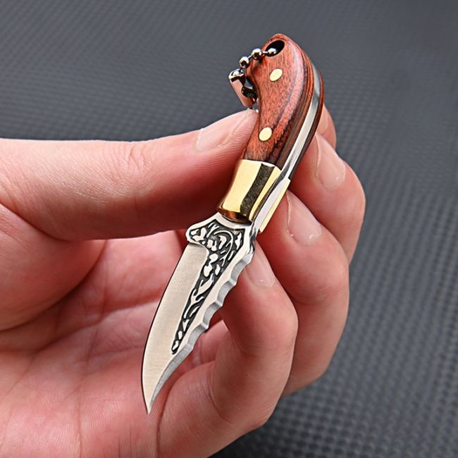 1pc Mini Stainless Steel Folding Knife Portable Fruit Knife Portable Key  Chain Knife Outdoor Folding