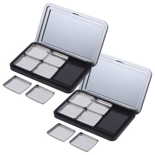 Minkissy Empty Eyeshadow Palette Magnetic Makeup Palette with Mirror Refillable Eyeshadow Palette Empty Lipstick Pallet Empty Eyeshadow Pans for Eyeshadow Lipstick Blush Powder, 2PCS