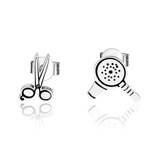 BAUNA Hairdresser Earrings Stylist Cosmetology Student Jewelry Scissors Blow Dryer Stud Earrings (Hairdresser Earrings)