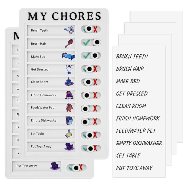 2 Stück Chore Chart Memo Checklist Board, 20x12cm Kunststoff To-Do-Liste Nachrichtentafel mit 4 Blanko Papier, Abnehmbar Aufgabenplanung Liste für Kinder zum Schule Lernplanung Zeitplan Erinnerung