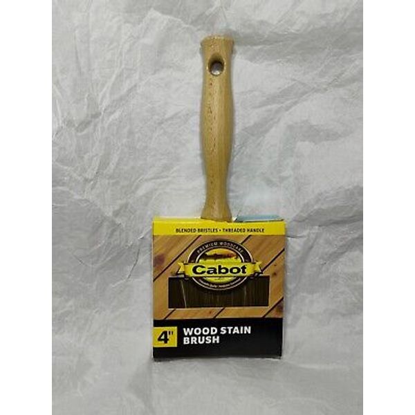 Cabot 4inch Wood Stain Brush/Paint Brush Blended Bristles, Threaded Handle