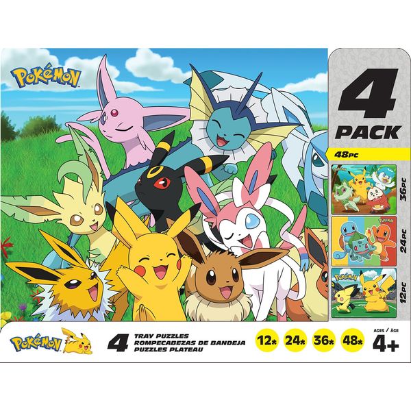 Buffalo Games - Pokémon - Play Time - Four 12-48 Piece Puzzle Board Preschool Tray Puzzles - Finished Puzzle Sizes are 14 x 10.75in