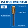 Champion Cutting Tool SC5 Double Cut TiN Coated Carbide Bur