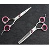 JYHY Professional Hair Cutting Scissors Shears Barber Thinning Set Kit- Family Hair Cutting,Barber Hair Cutting Tool Thinning texturizing,6"(Silver/Pink)