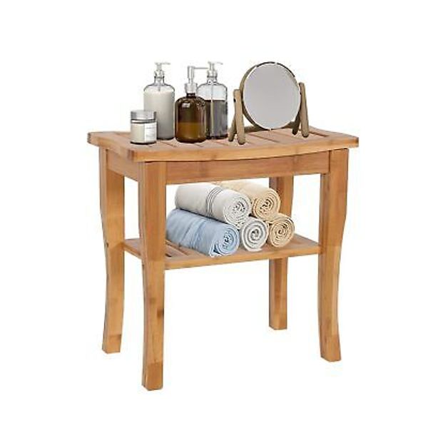 Sangsan Bamboo Shower Stool Shower Bench - Shower Bath Seat 2-Tier Spa Stool ...