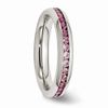 Chisel Stainless Steel 4mm July Dark Pink CZ Ring Size 9