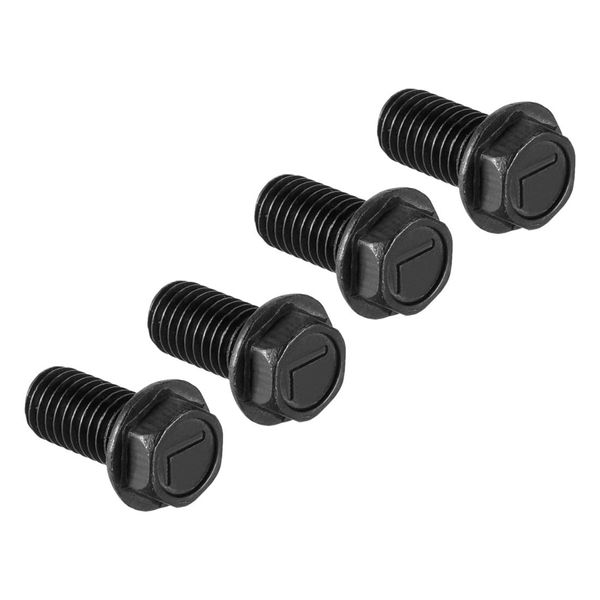 sourcing map Metric M7x16mm Hex Flange Bolts Left Hand Thread 8.8 Grade Carbon Steel Black 4pcs