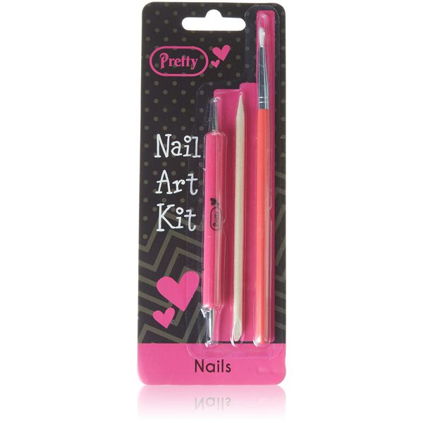 Pretty Nail Art Kit with Dotting Tool/Brush/Cuticle Stick