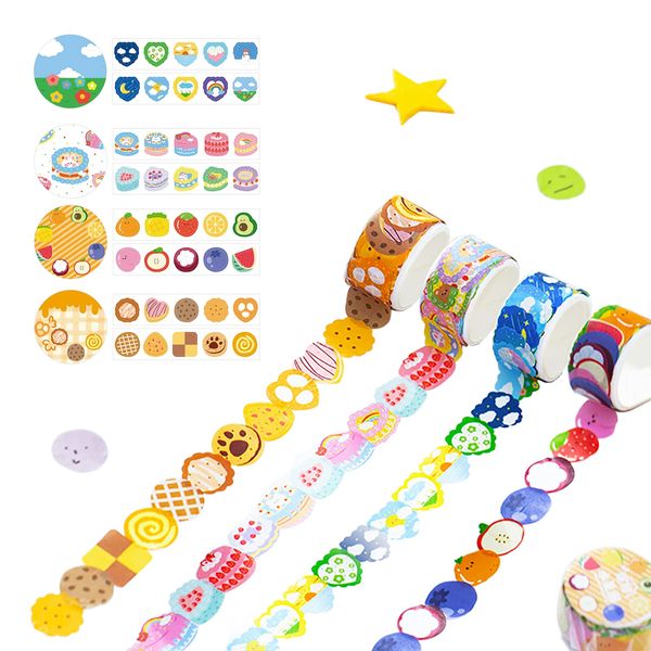 Washi Tape Set Masking Dekorative Aufkleber 400 Stück Washi Tape Sticker, Buntes Klebeband Masking Tape Kinder für Scrapbooking Bullet Journal DIY Handwerk, Geschenkdekoration Verpackung 4 Rollen